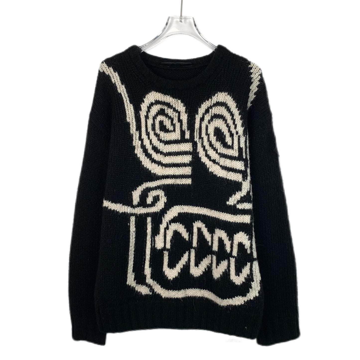 Moncler 1952 Collection Black Logo Patch Intarsia Crewneck Knit Sweater