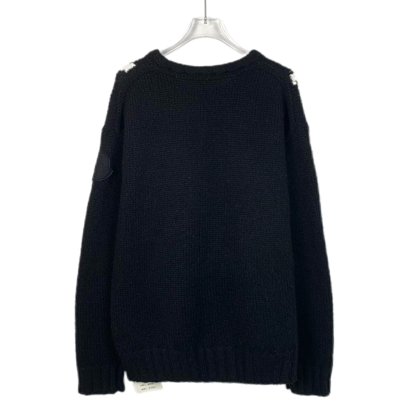 Moncler 1952 Collection Black Logo Patch Intarsia Crewneck Knit Sweater