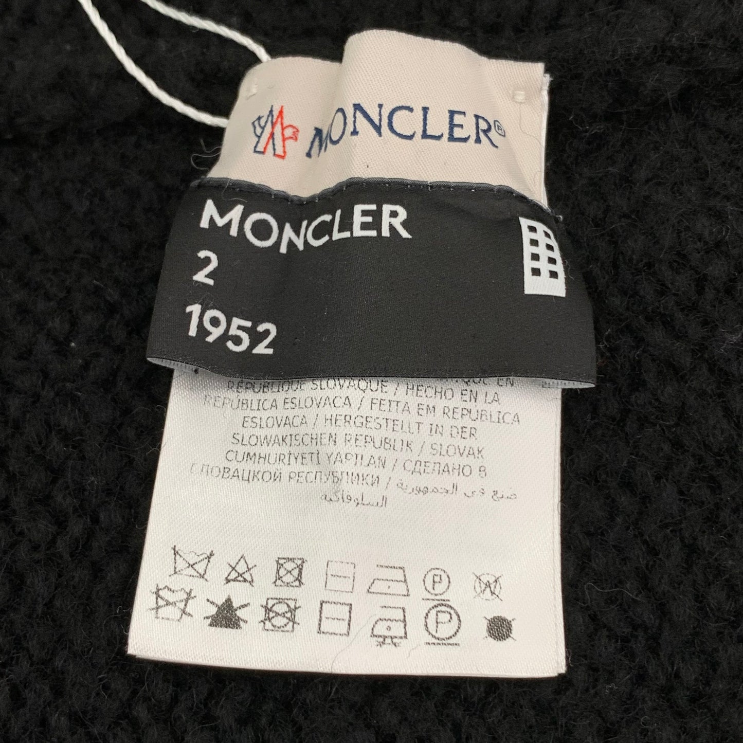 Moncler 1952 Collection Black Logo Patch Intarsia Crewneck Knit Sweater