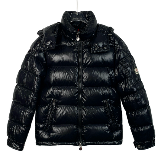 Moncler Maya Series Black Glossy Logo Patch Hooded Quilted Down Jacket