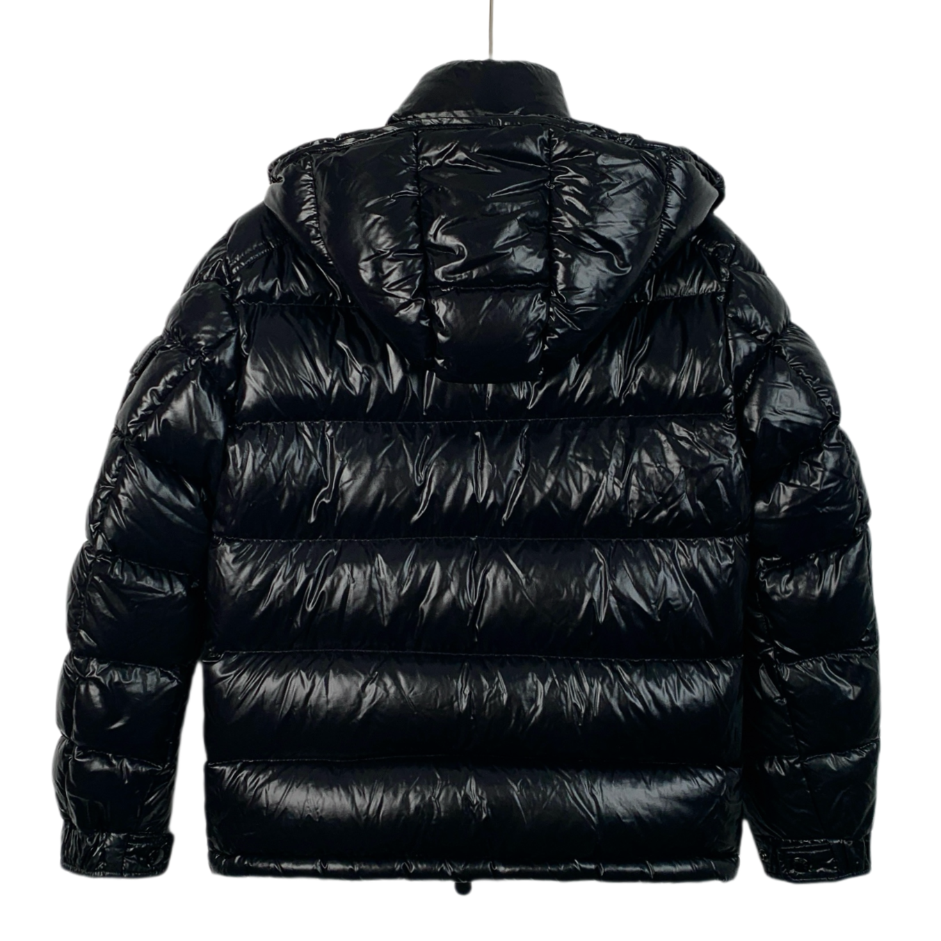 Moncler Maya Series Black Glossy Logo Patch Hooded Quilted Down Jacket