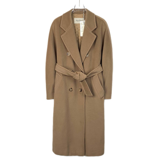 Max Mara 101801 Series Brown Sheepskin Double-Breasted Belted Coat