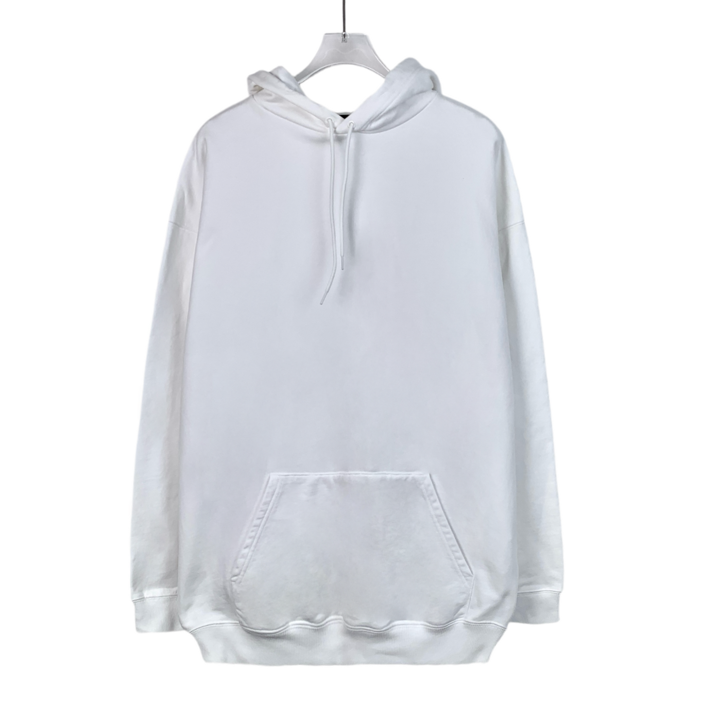 Balenciaga White Logo Print Cotton Drawstring Hoodie