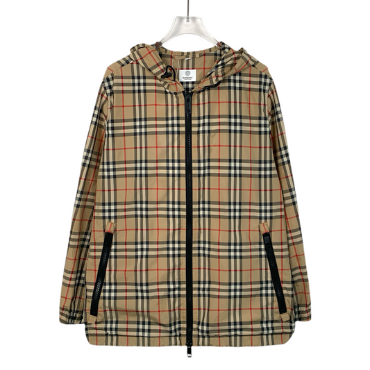 Burberry Brown Classic Check Hooded Zip-Up Jacket