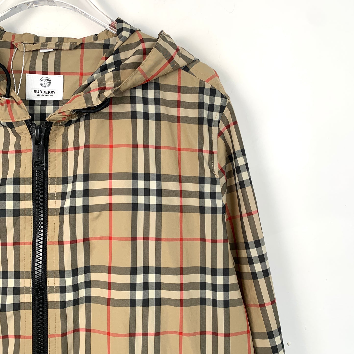 Burberry Brown Classic Check Hooded Zip-Up Jacket