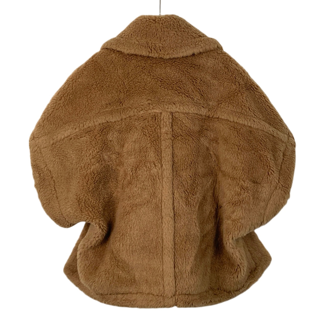 Max Mara Camel Teddy Short Cape Coat with Asymmetrical Zipper