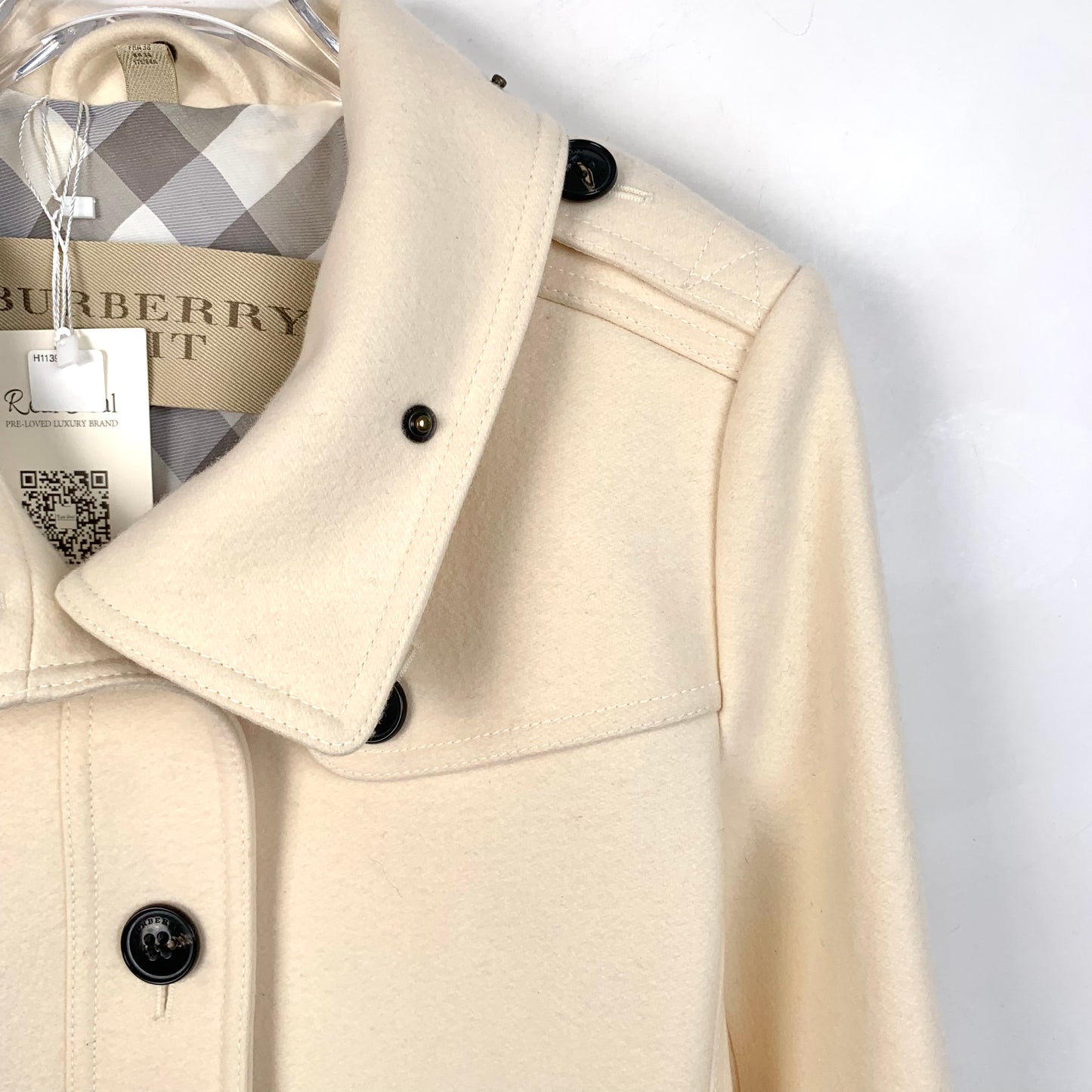 Burberry Brit White Wool Belted Coat