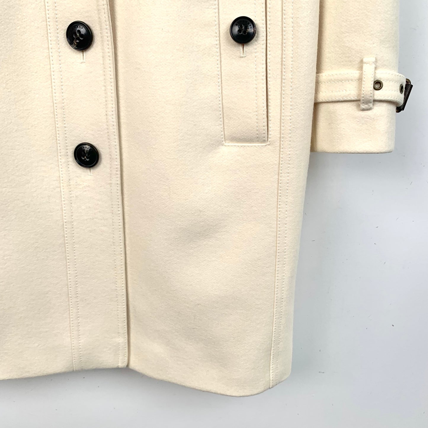 Burberry Brit White Wool Belted Coat