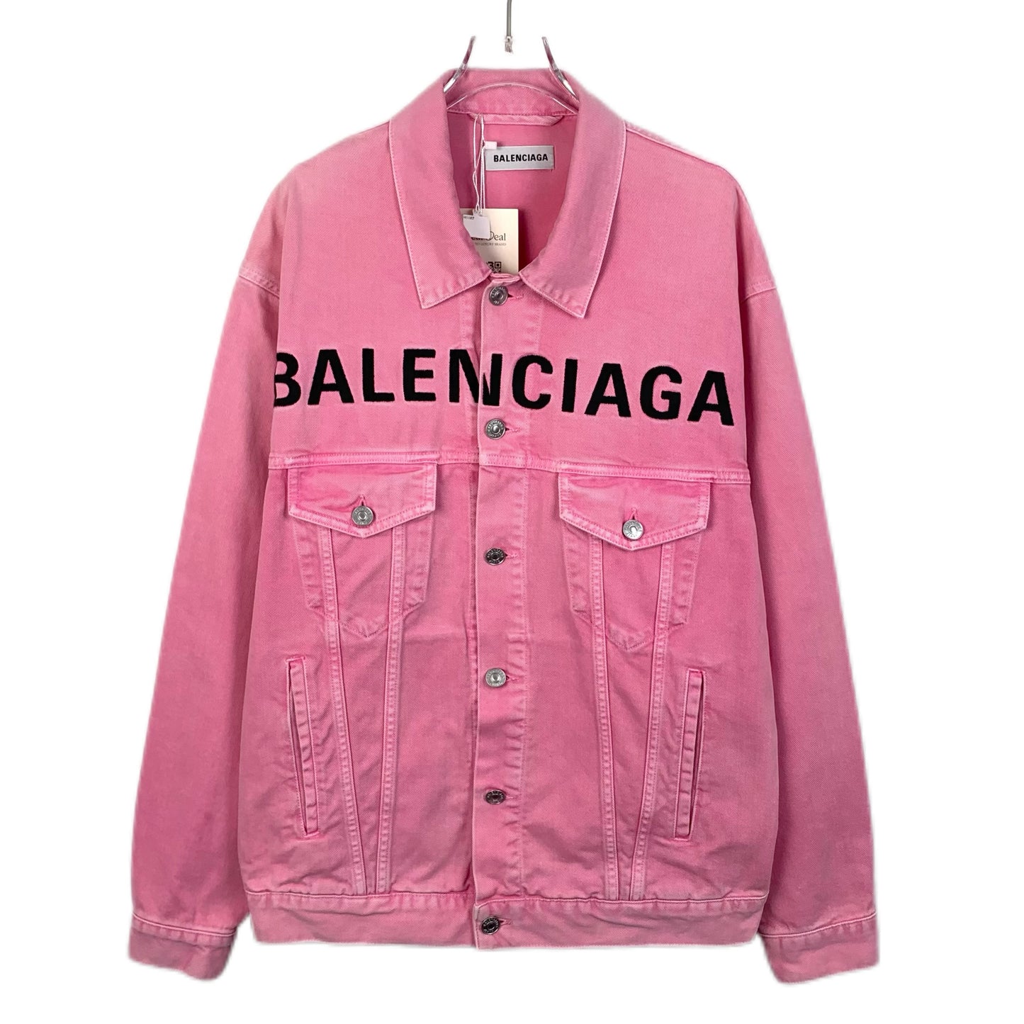 Balenciaga Pink Logo Denim Jacket