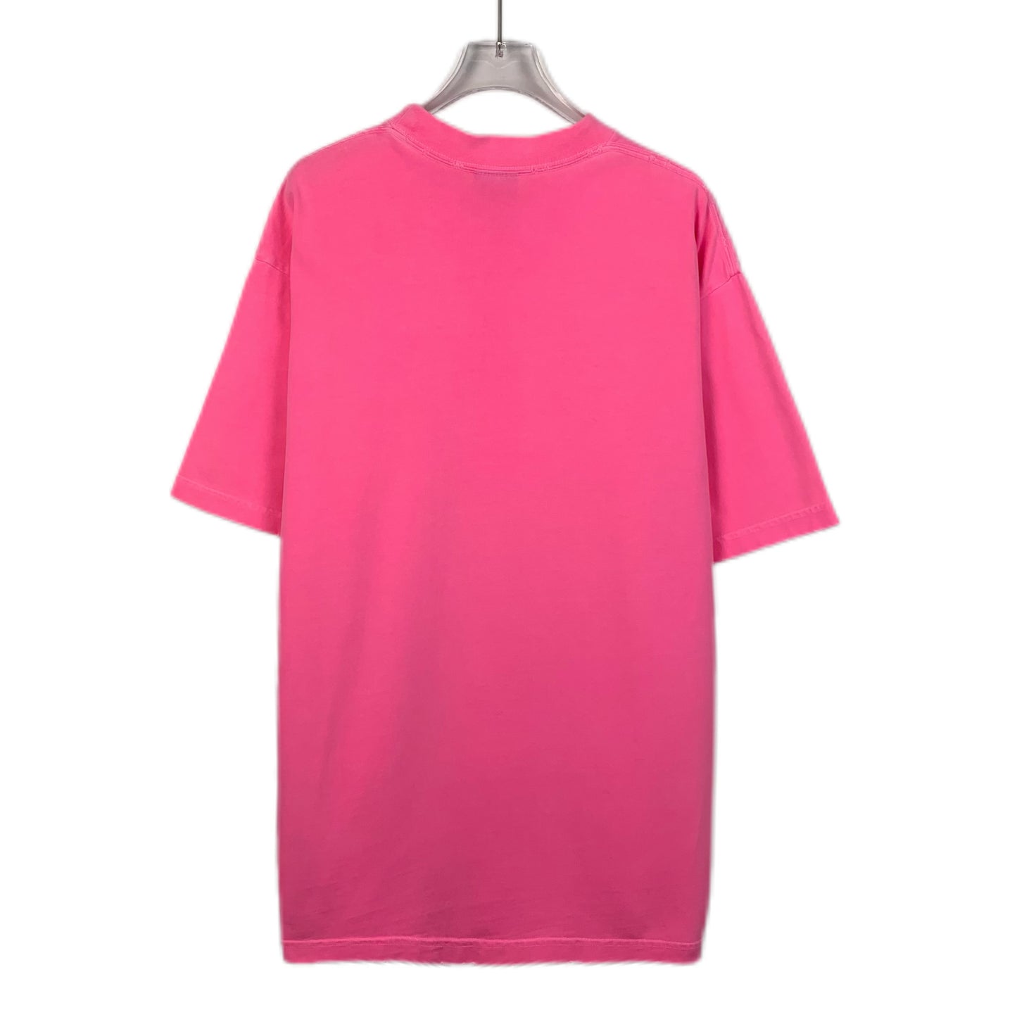 Balenciaga 2022 Pink Logo Crewneck Short-Sleeve T-Shirt