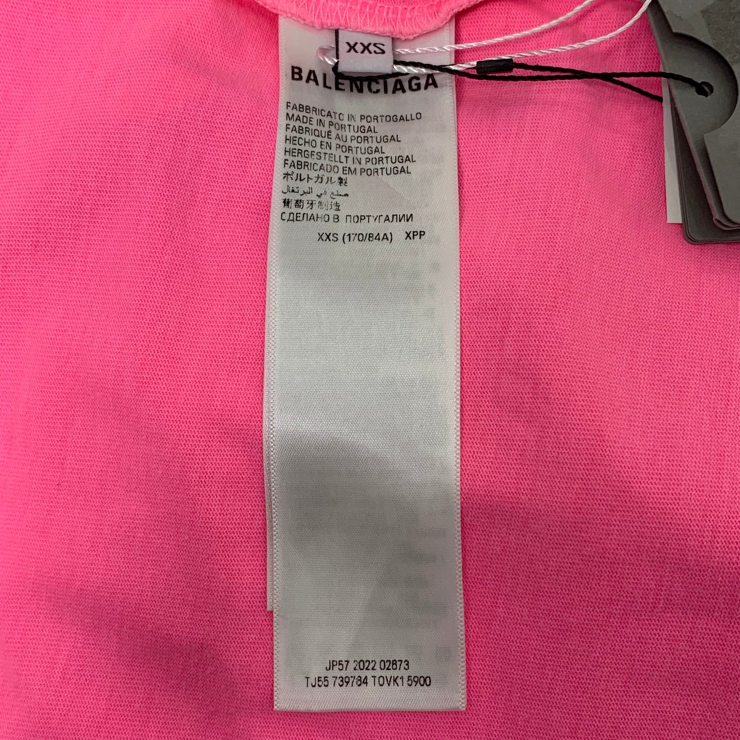 Balenciaga 2022 Pink Logo Crewneck Short-Sleeve T-Shirt