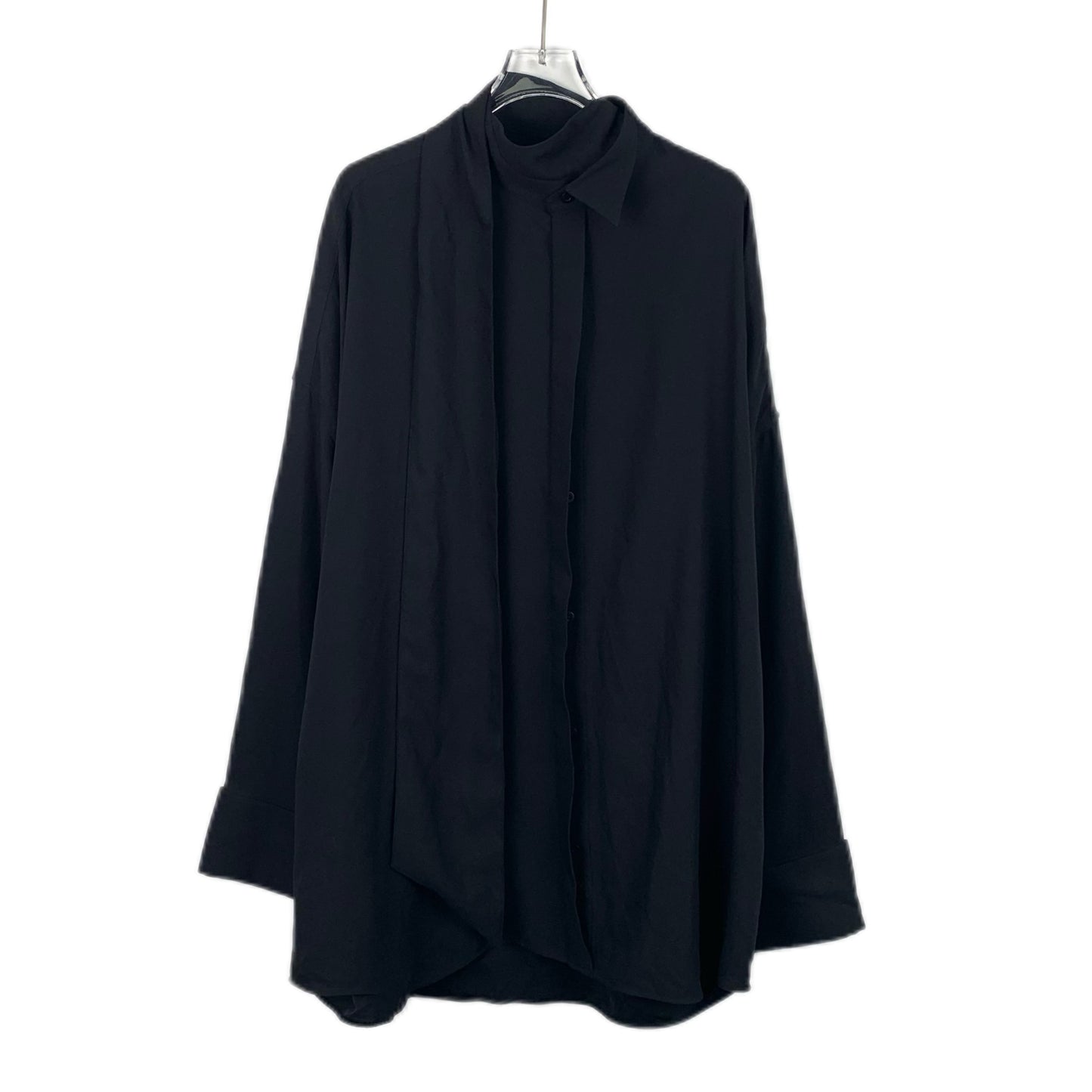 Balenciaga Black Tie-Front Long-Sleeve Shirt