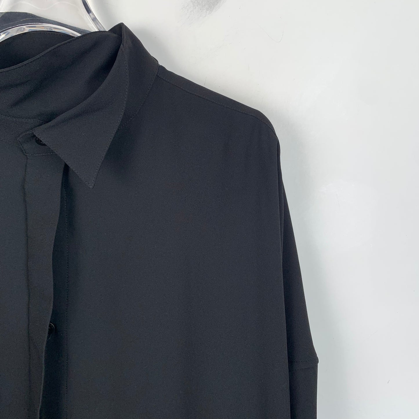 Balenciaga Black Tie-Front Long-Sleeve Shirt