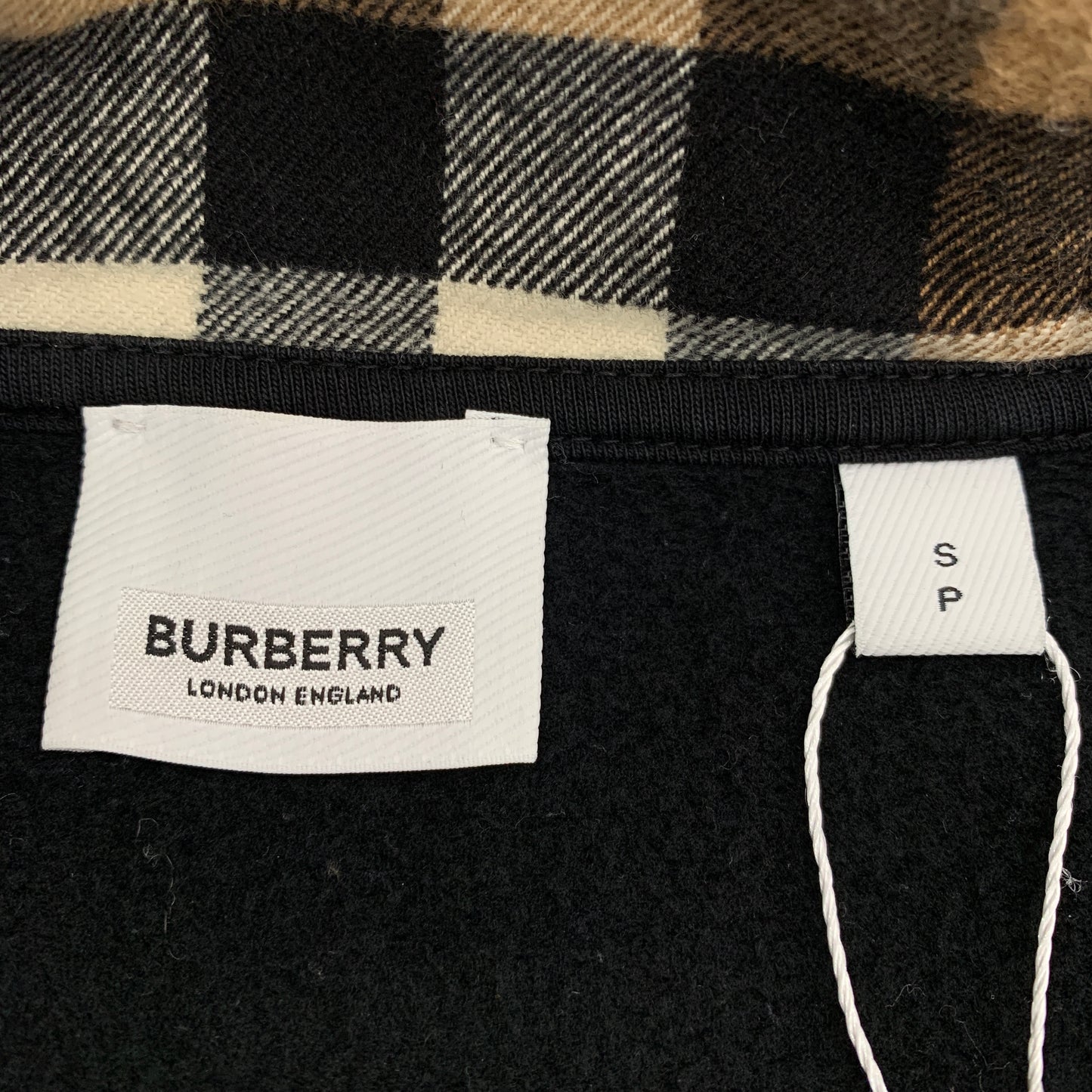 Burberry BBR Black Checkered Hoodie Cotton Zip-Up Jacket