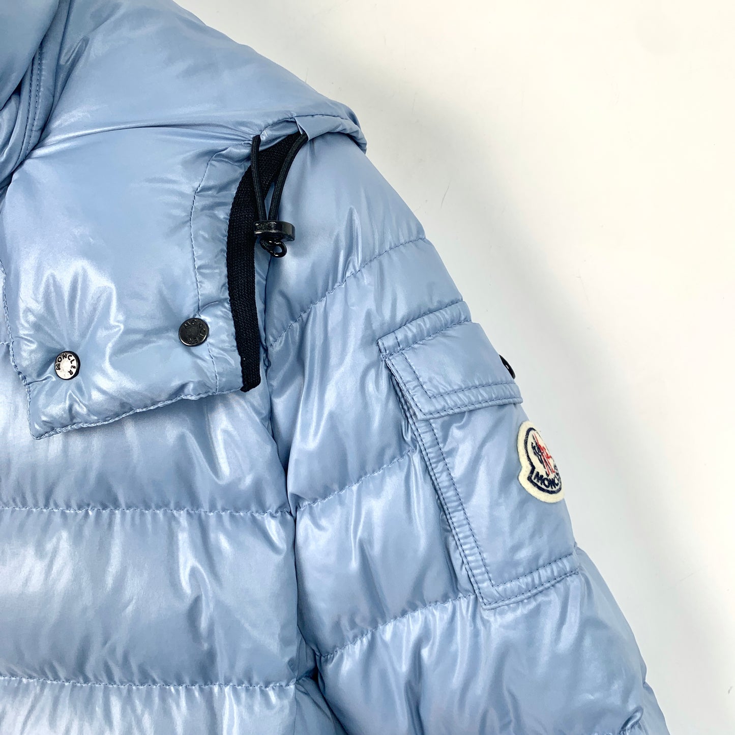 Moncler Bady Series Blue Logo Patch Hooded Quilted Down Jacket