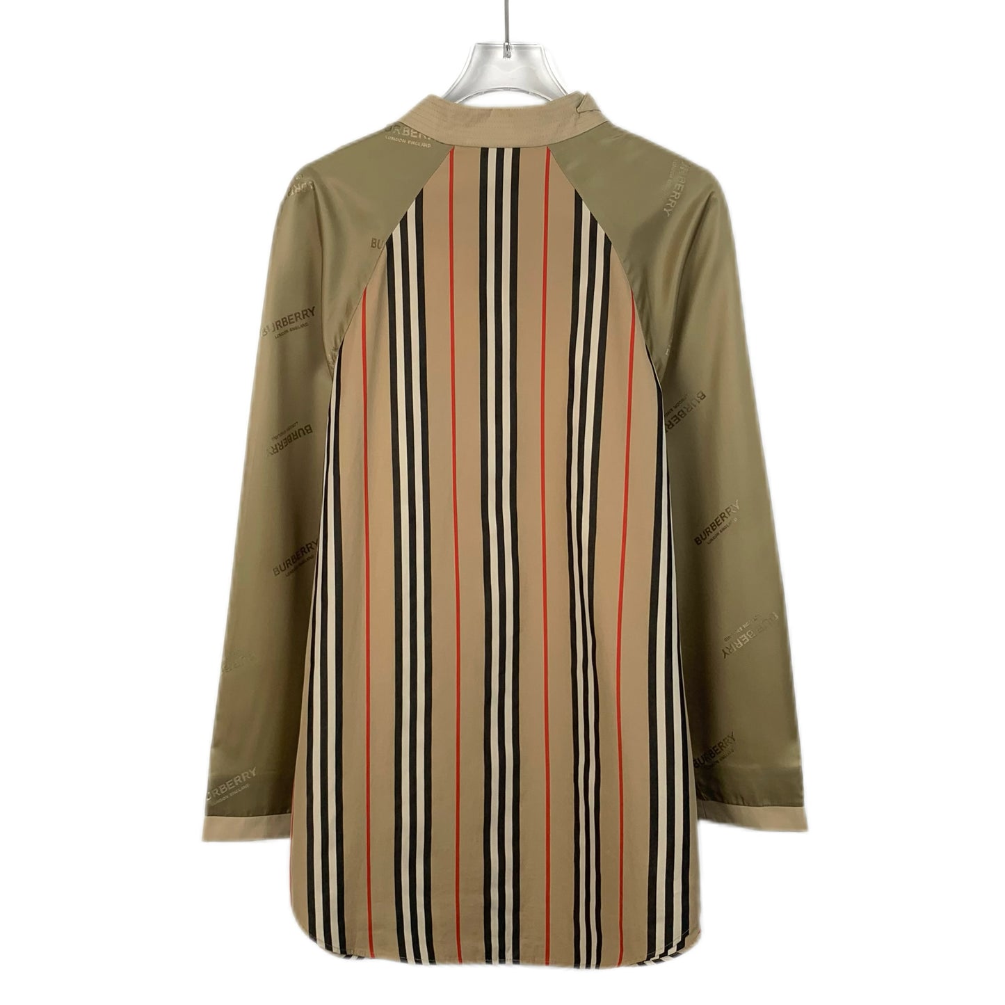 Burberry Color-Block Logo Print Cotton Striped Long-Sleeve Shirt