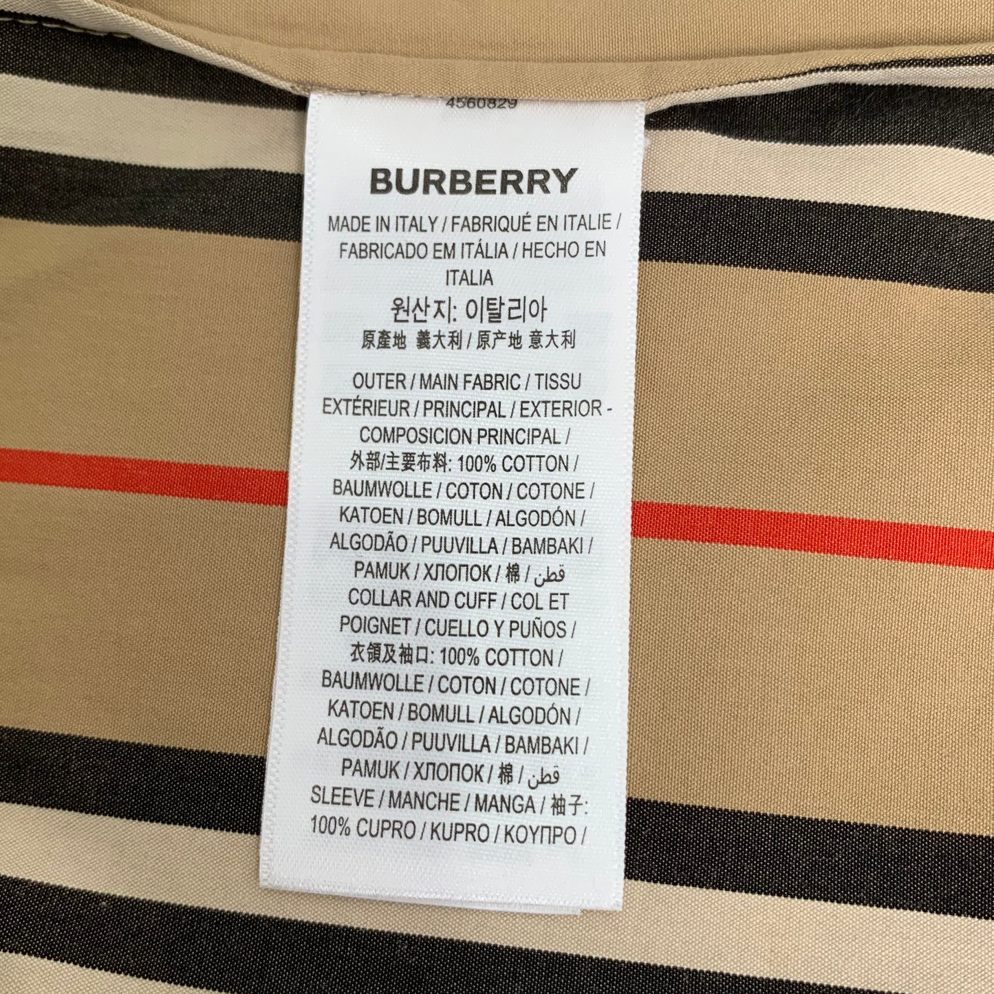 Burberry Color-Block Logo Print Cotton Striped Long-Sleeve Shirt