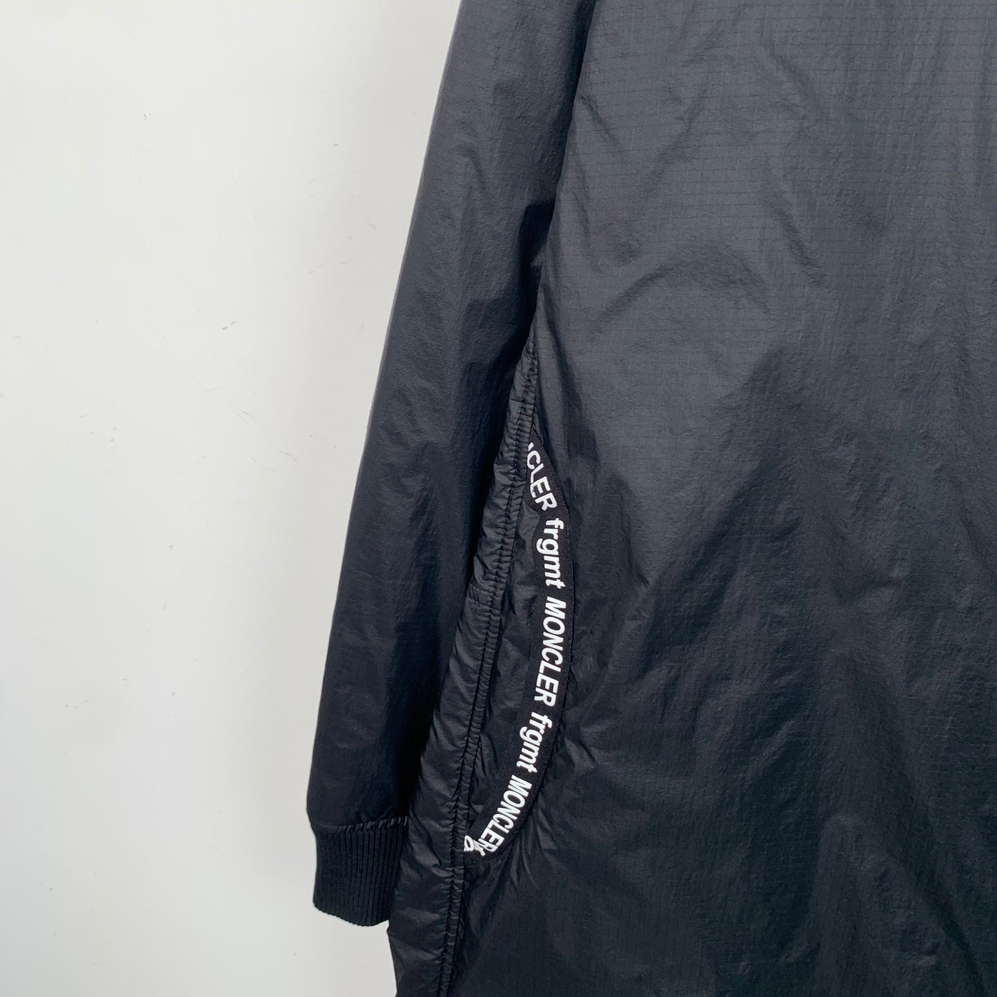 Moncler Bastonx Series x Fragment Hiroshi Fujiwara Collaboration Black Logo Print Hooded Zip-Up Jacket