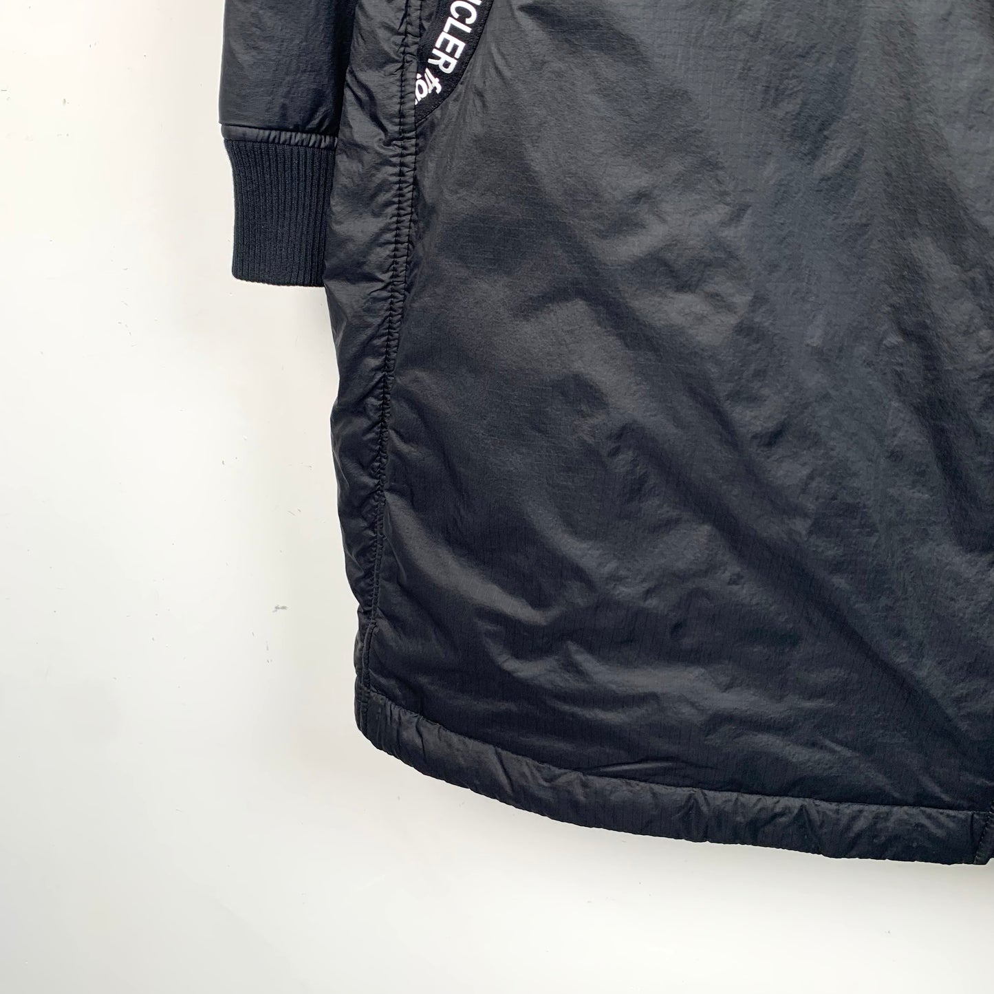 Moncler Bastonx Series x Fragment Hiroshi Fujiwara Collaboration Black Logo Print Hooded Zip-Up Jacket