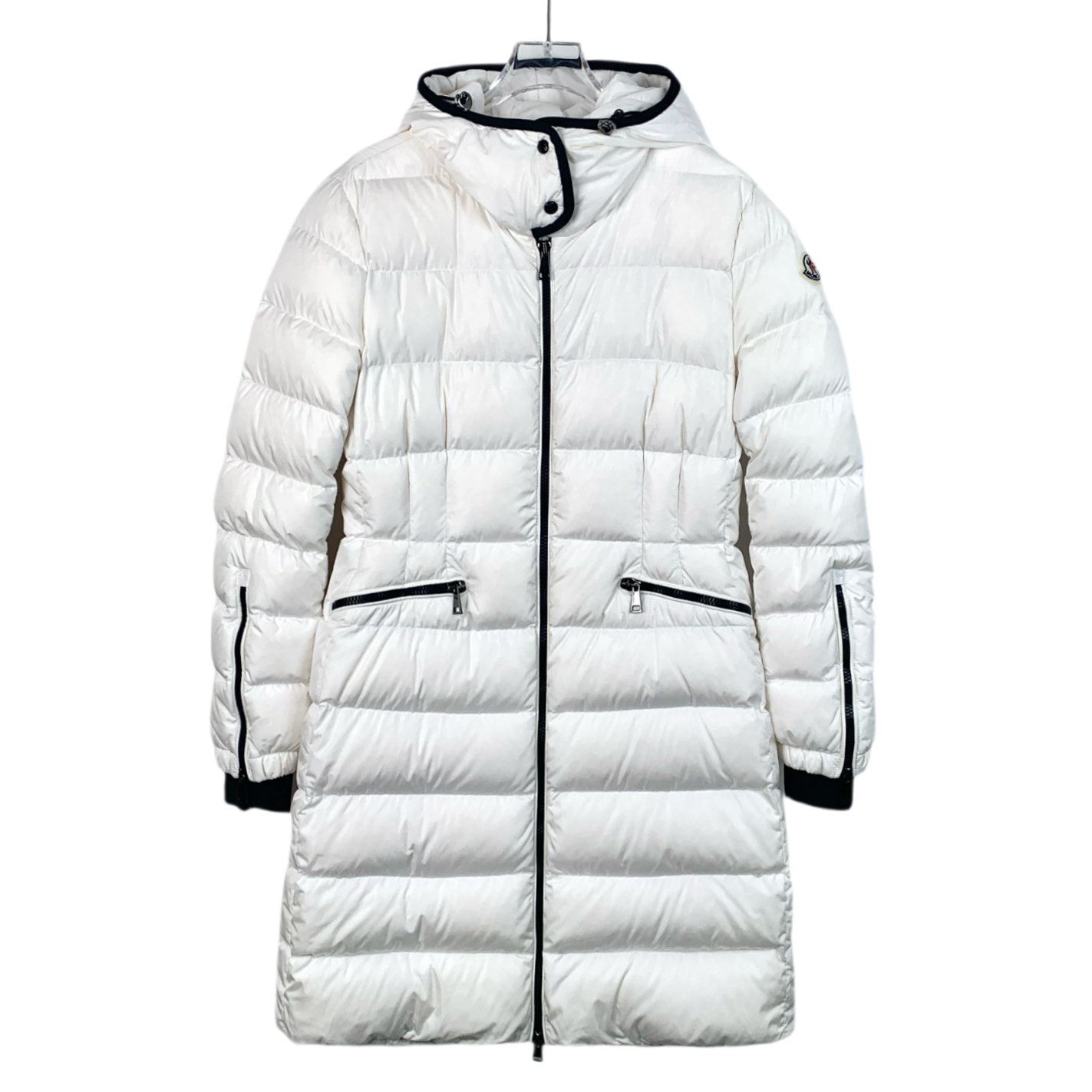 Moncler Betulong Series White Logo Patch Hooded Down Jacket