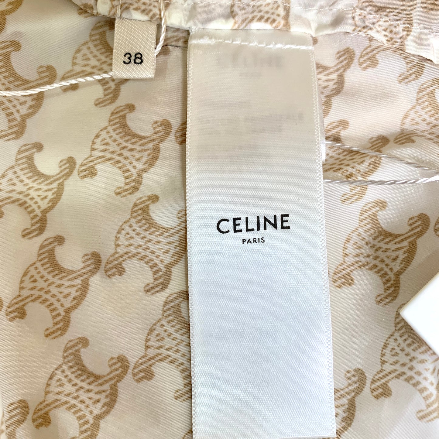 Celine Beige Triomphe Monogram Hooded Half-Zip Hoodie