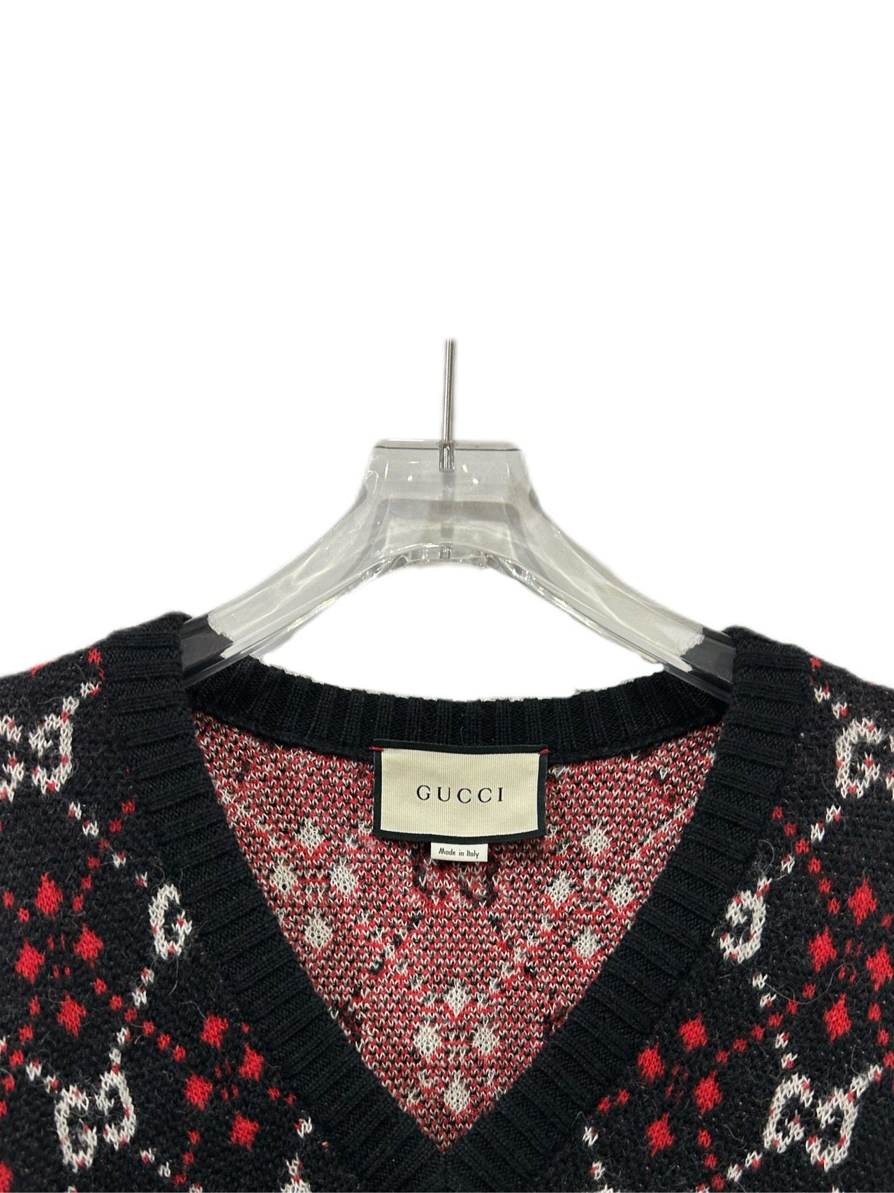 Gucci Multicolor Monogram Print Alpaca Wool Knit Sweater