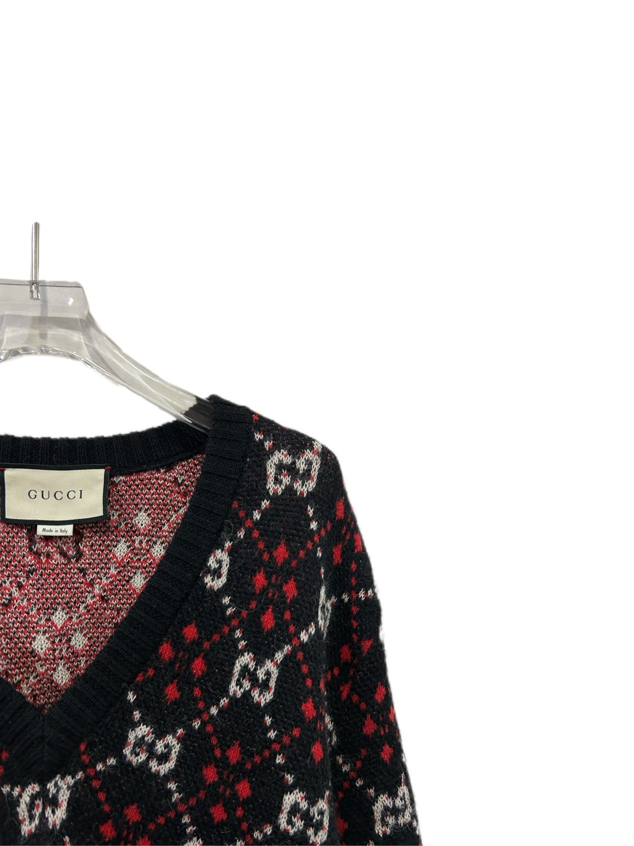 Gucci Multicolor Monogram Print Alpaca Wool Knit Sweater