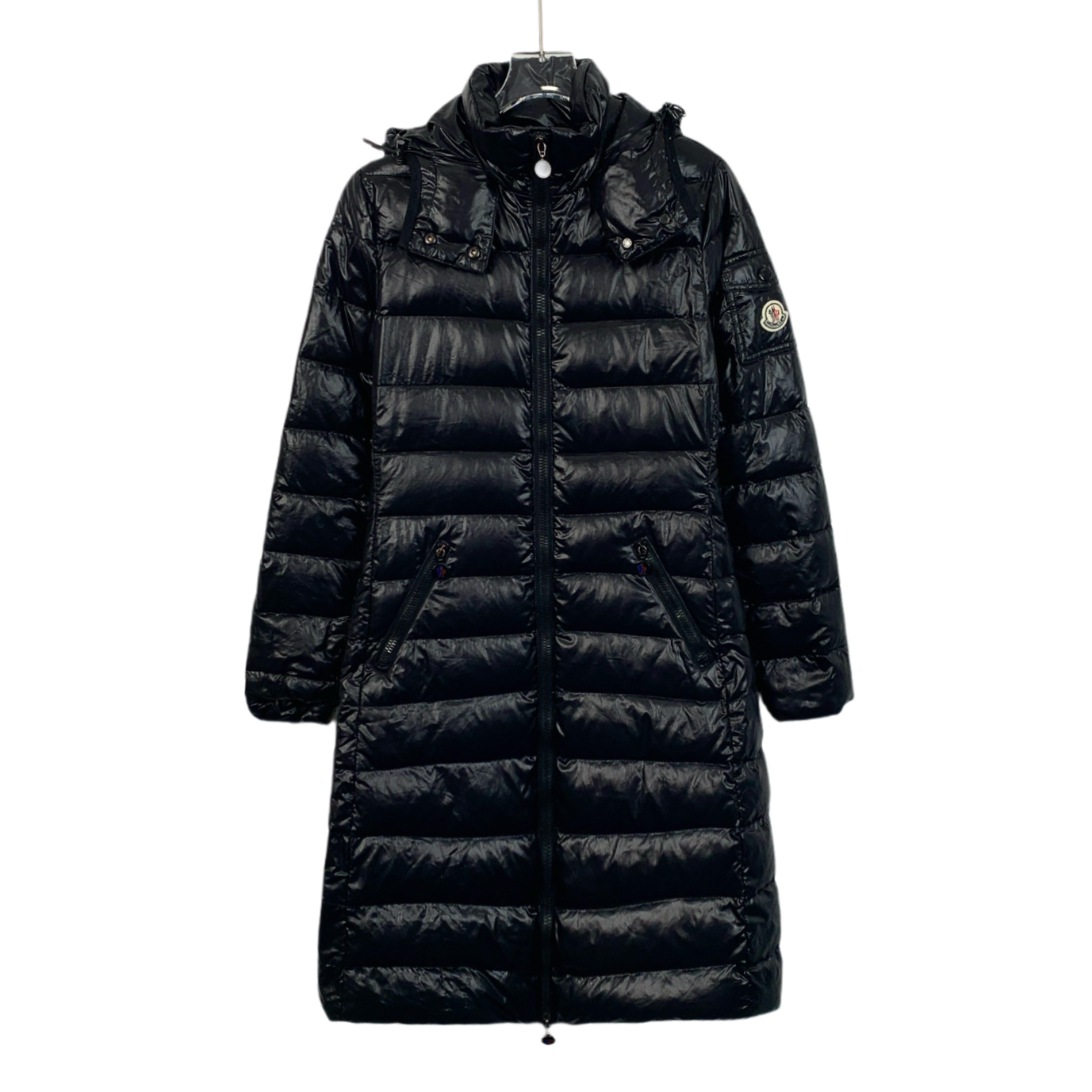 Moncler Moka Series Black Quilted Hooded Down Jacket with Logo Patch