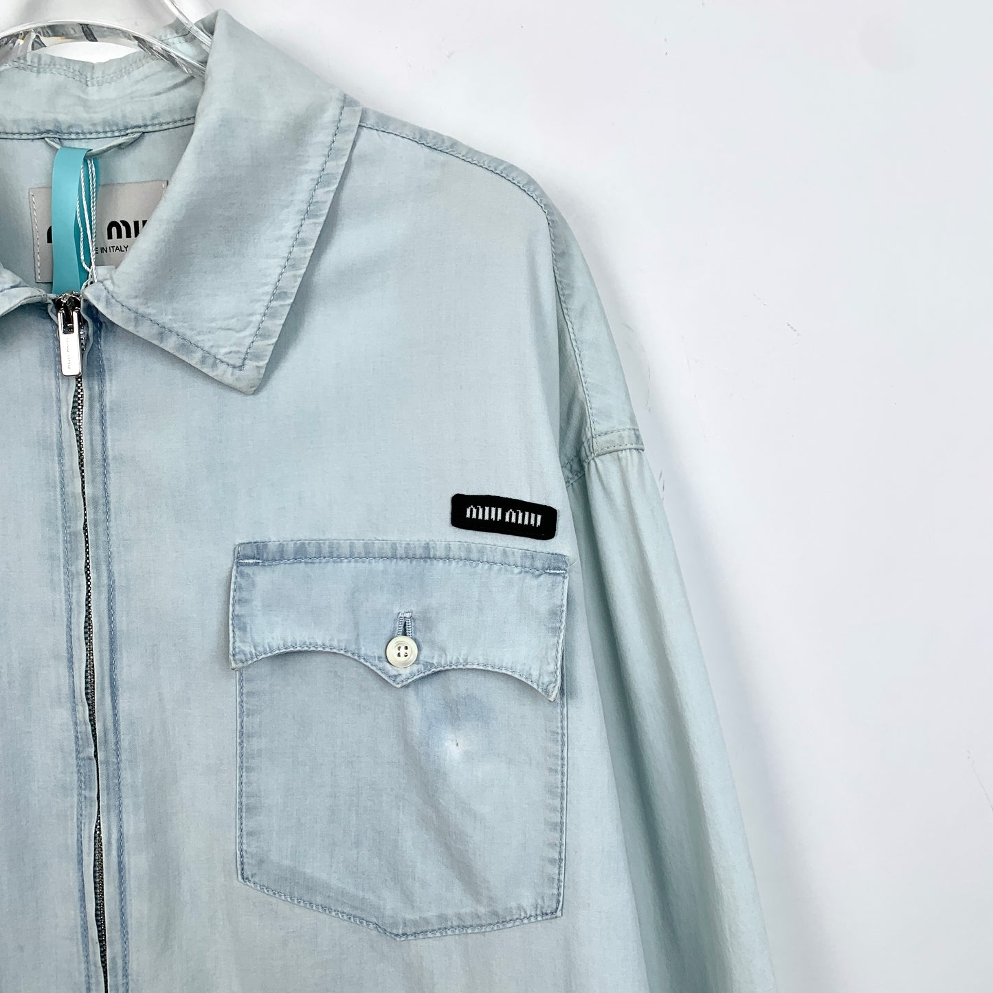 Miu Miu Light Blue Cotton Denim Jacket