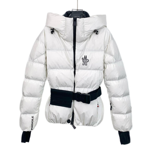 Moncler Bouquetin Series 2023 White Hooded Belted Down Jacket