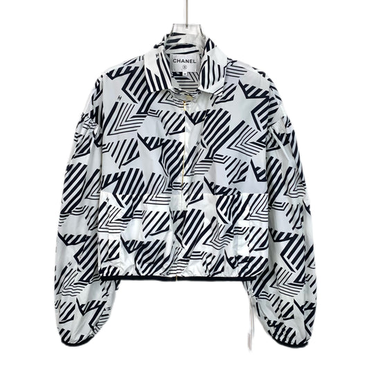 Chanel Beach Series 2023 Black and White Star-Striped Cropped Jacket