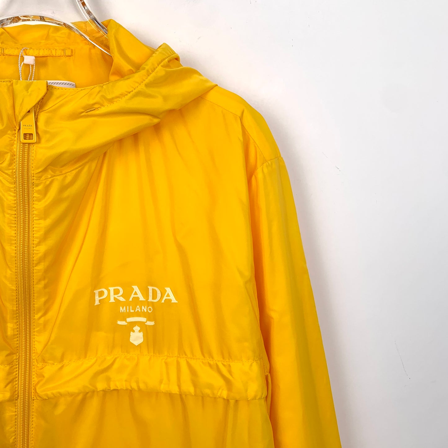 Prada Yellow Hooded Zip-Up Jacket