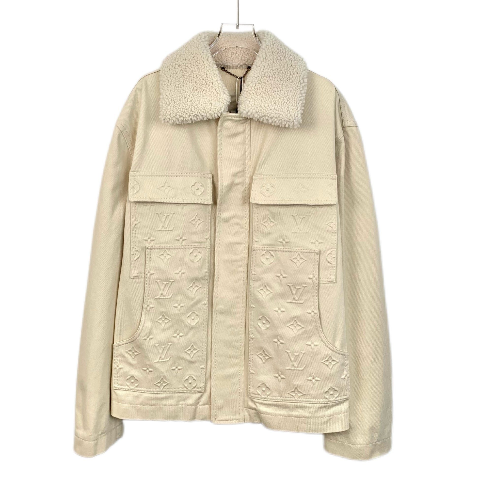 Louis Vuitton 2023 Beige Monogram Print Cotton Jacket with Collared Design