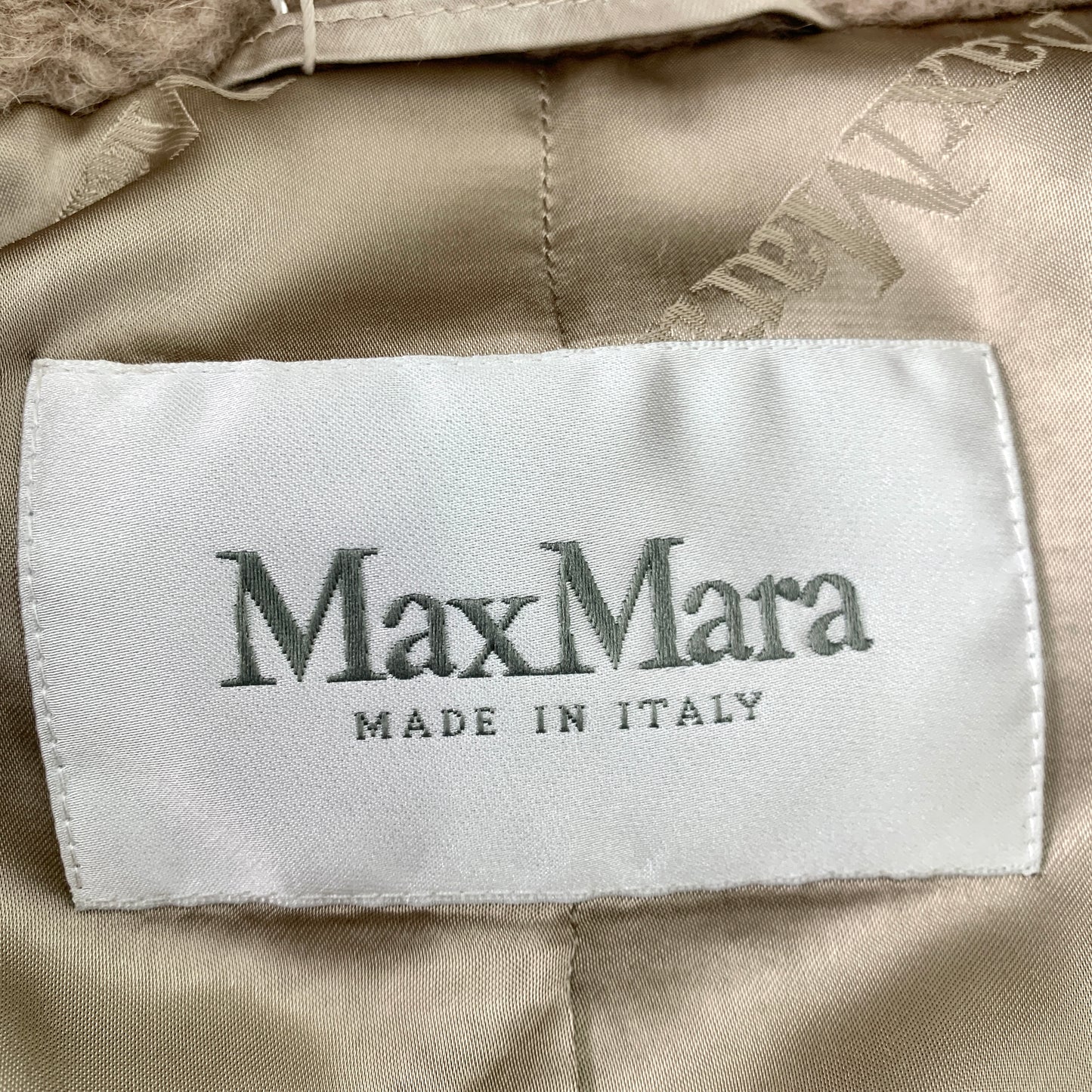 MaxMara Khaki Teddy Alpaca Wool Coat