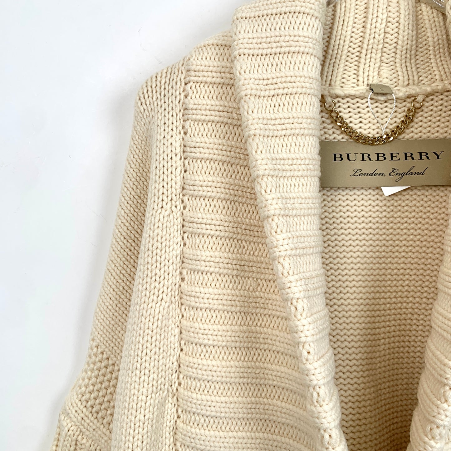 Burberry Beige Wool Knit Cardigan