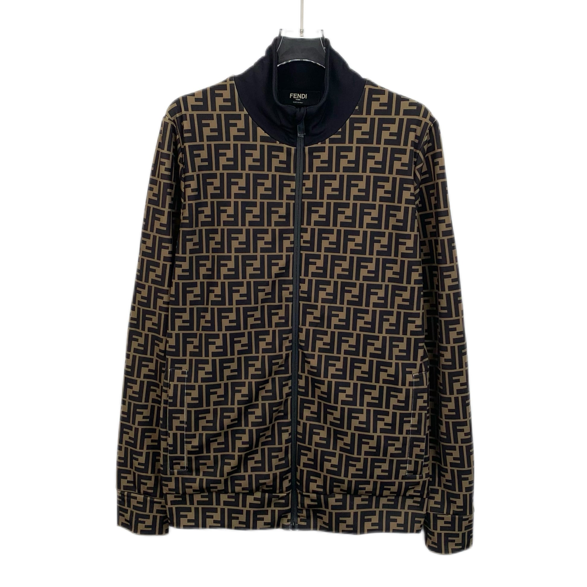 Fendi Dark Brown Monogram Zip-Up Jacket