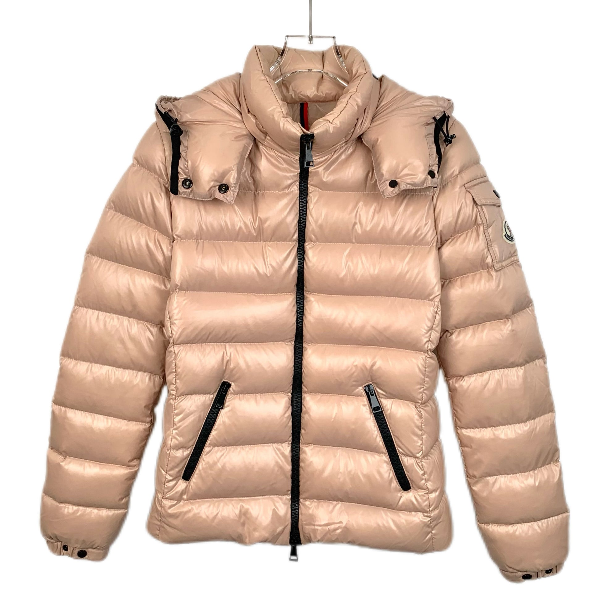 Moncler Bady Series Nude Quilted Hooded Down Jacket with Logo Patch