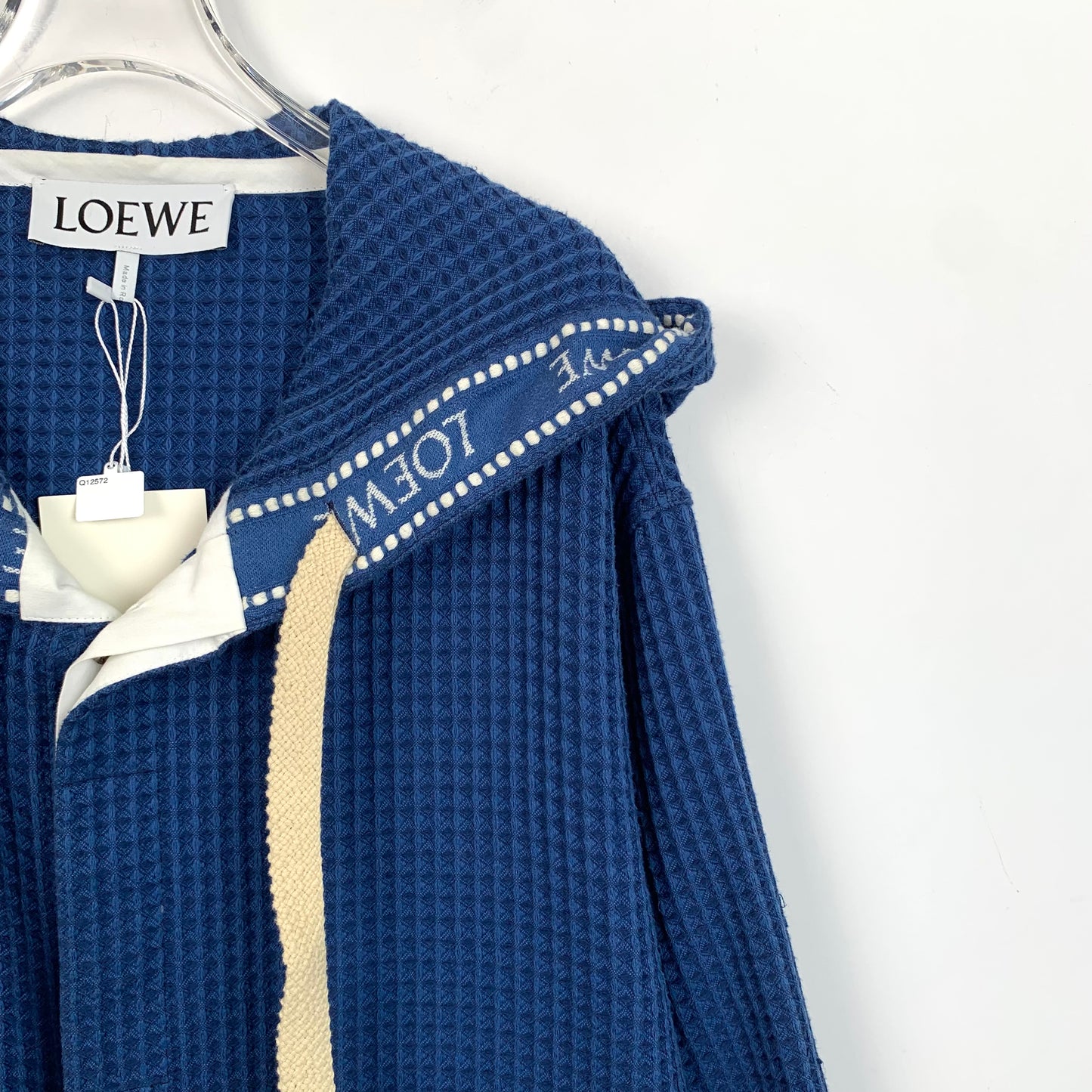 Moncler Maya Loewe Blue Embroidered Letter Hooded Knit Jacket