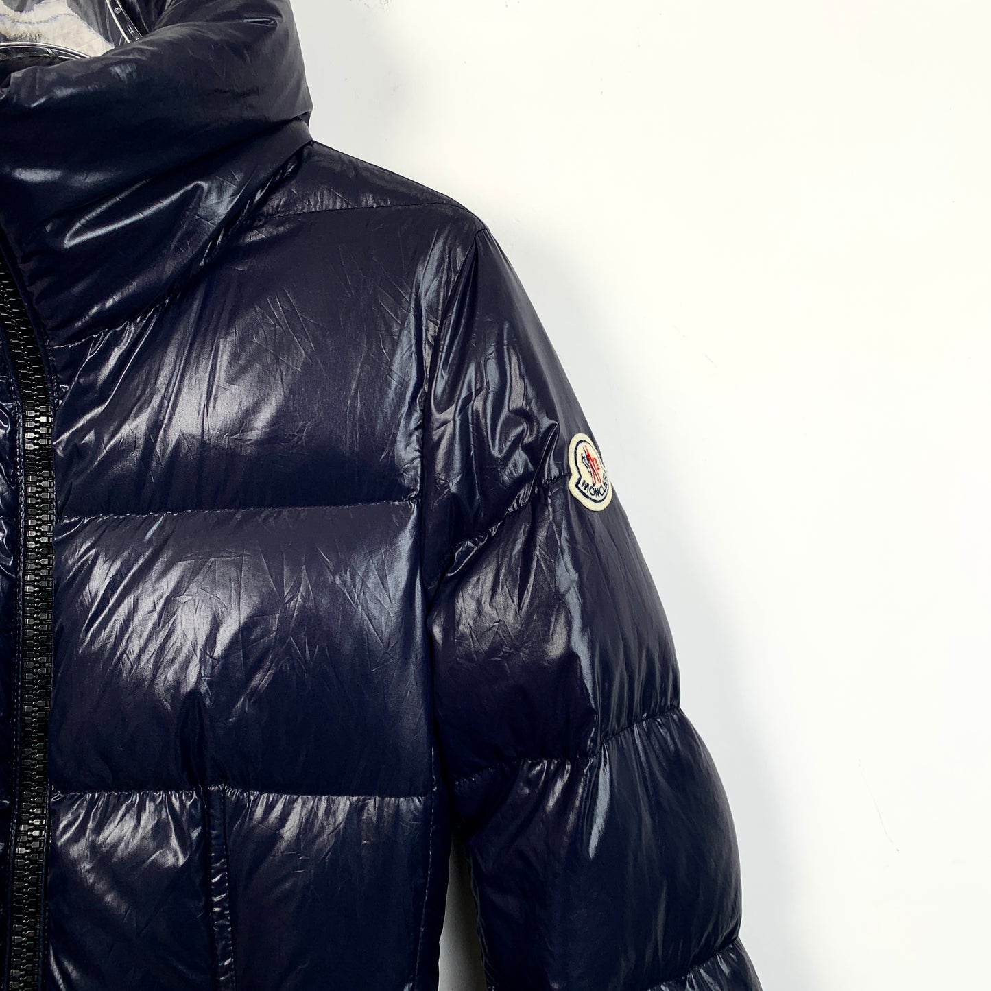 Moncler Jasminum Series Navy Blue Hooded Quilted Down Jacket