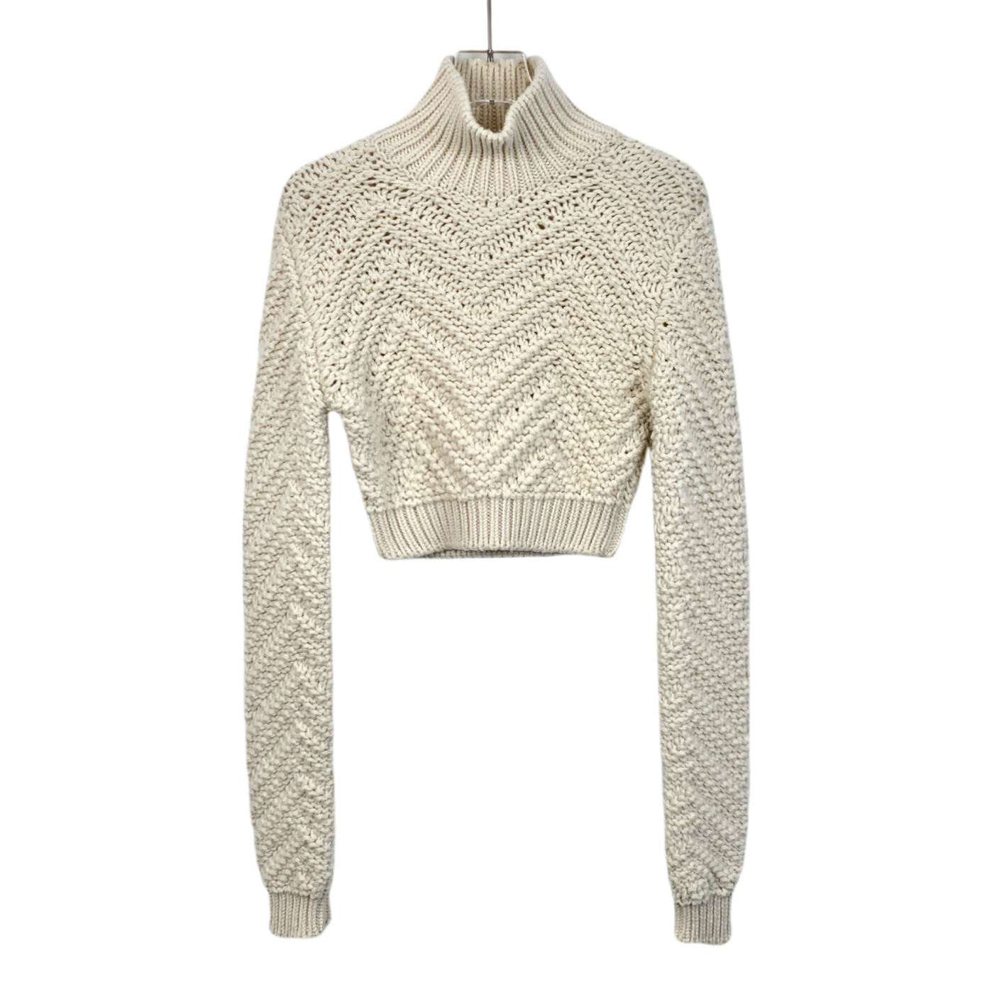 Fendi Beige Logo Wool Cropped Knit Sweater