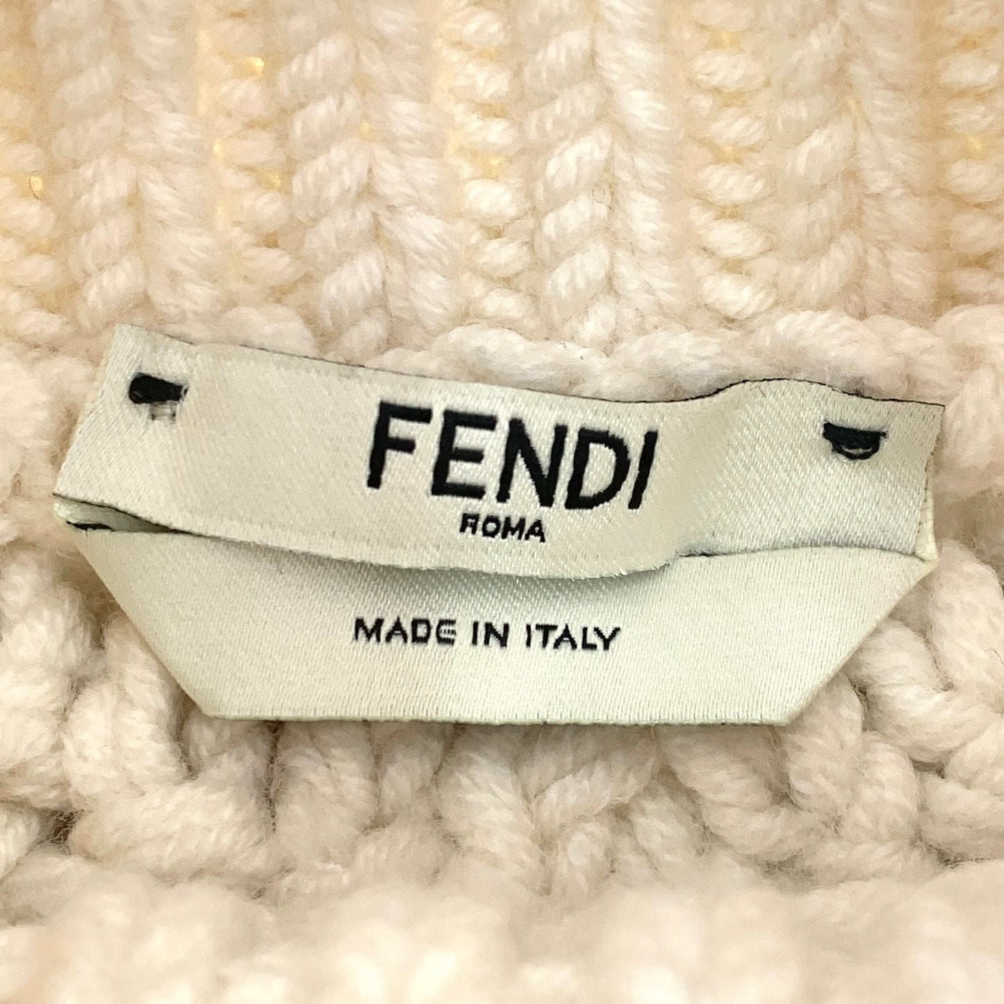 Fendi Beige Logo Wool Cropped Knit Sweater