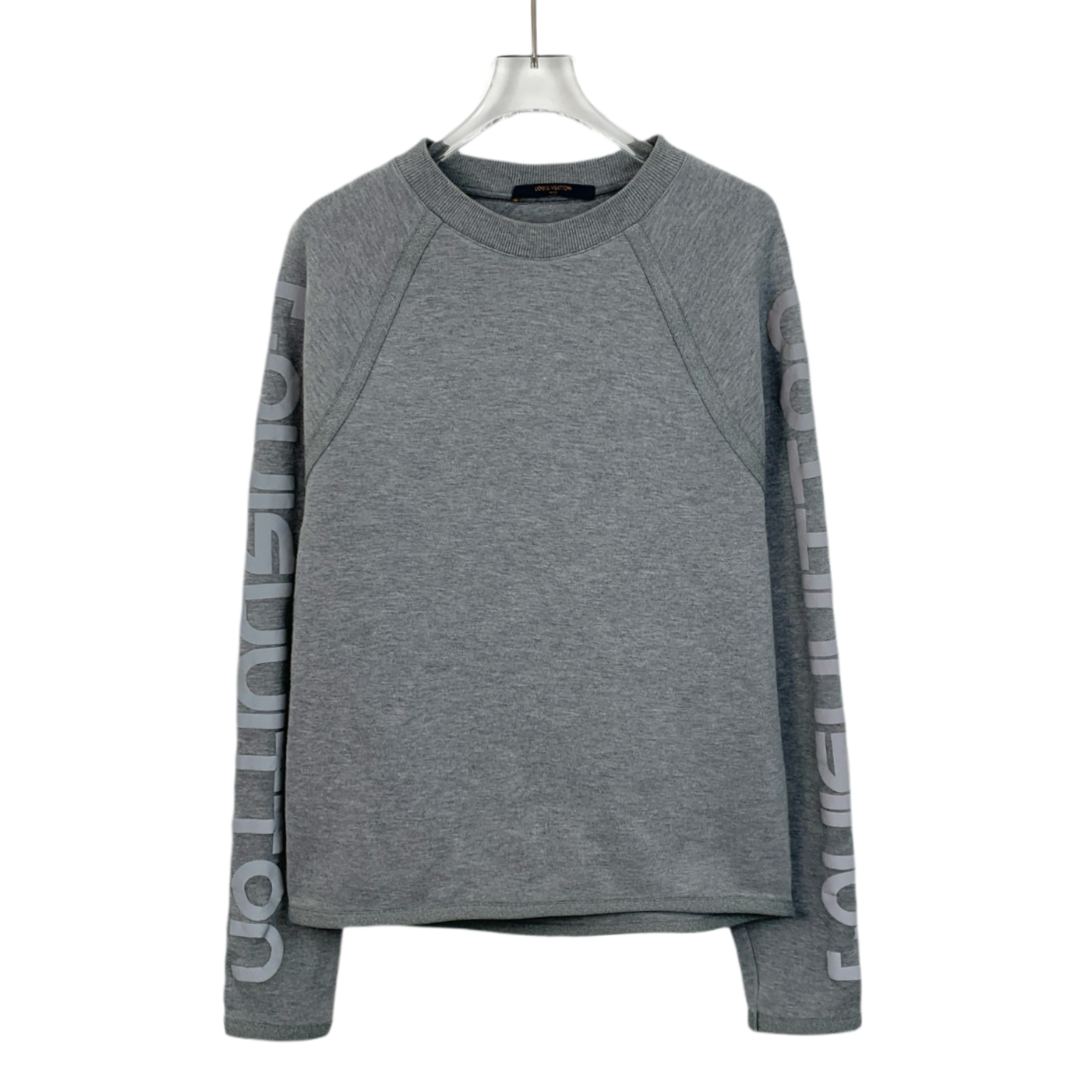 Louis Vuitton Gray Cotton Crewneck Sweatshirt with Side Logo Lettering