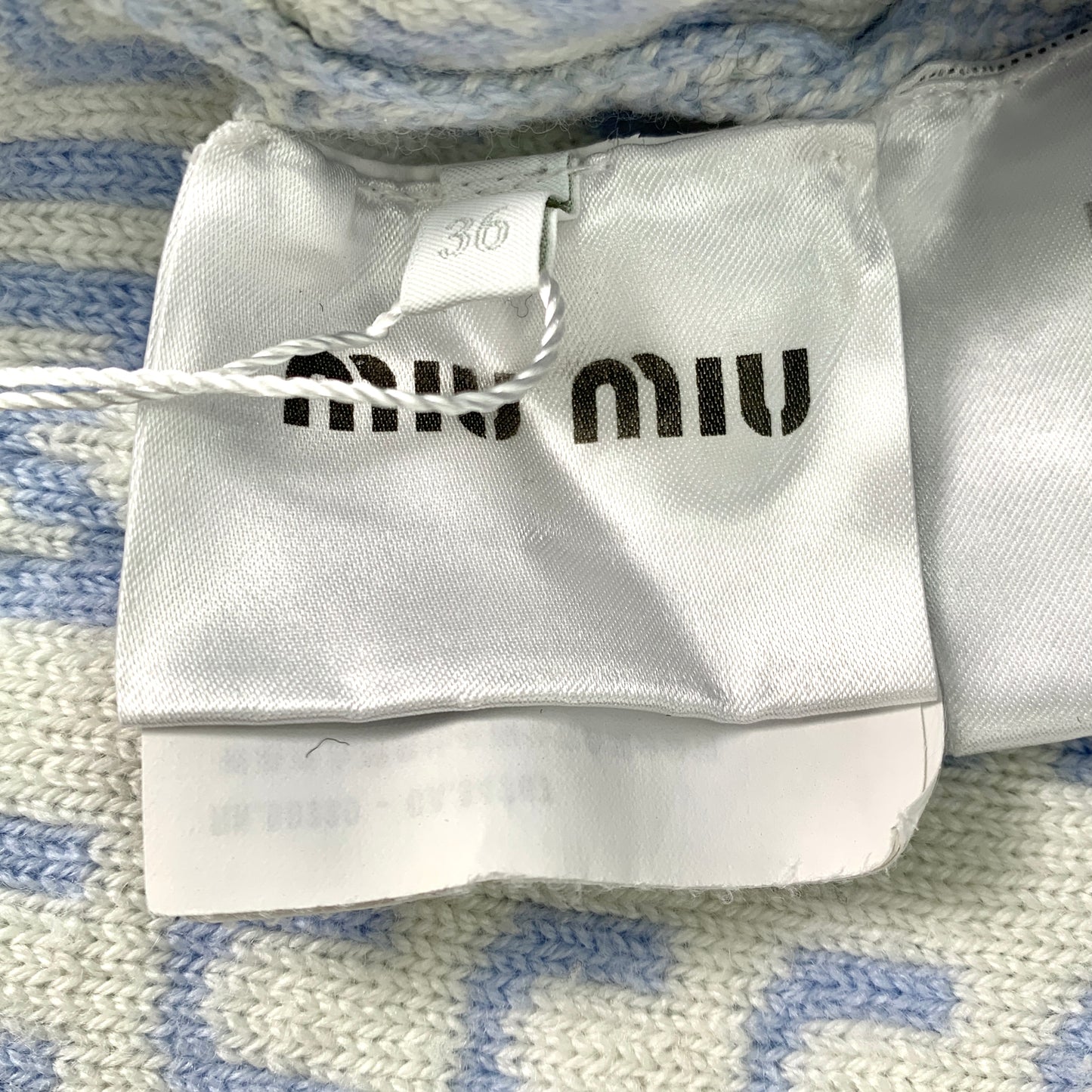 MiuMiu Blue Logo Monogram Knit Cardigan