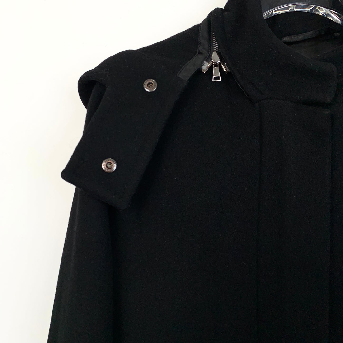 MaxMara Black Lambswool Hooded Coat