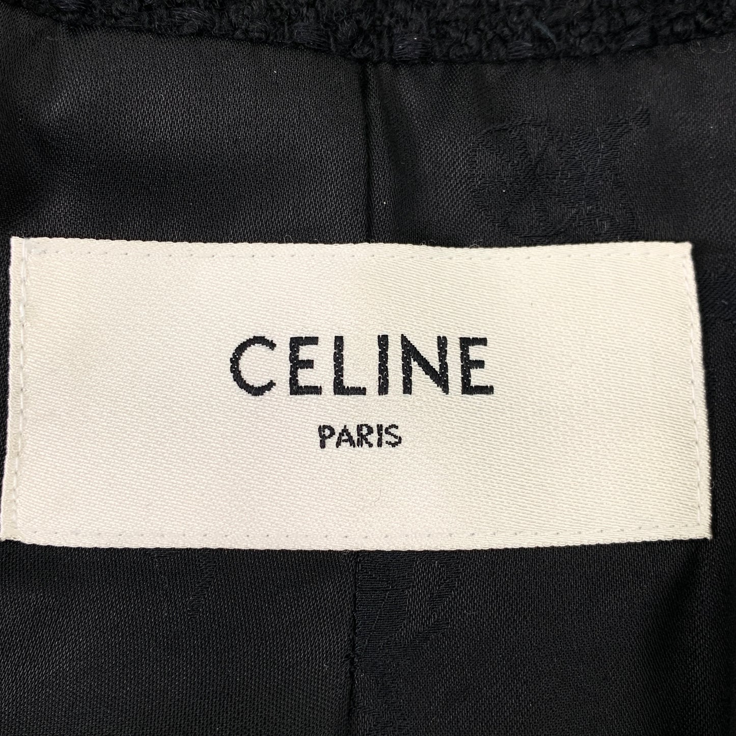 Celine Black Wool Single-Breasted Tweed-Style Jacket