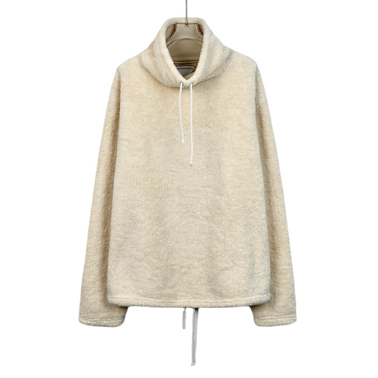 Bottega Veneta Beige Cotton High-Neck Drawstring Teddy Sweatshirt