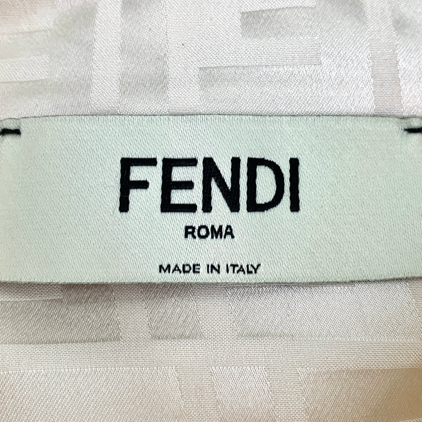 Fendi 2023 Off-White Monogram Silk Long-Sleeve Shirt