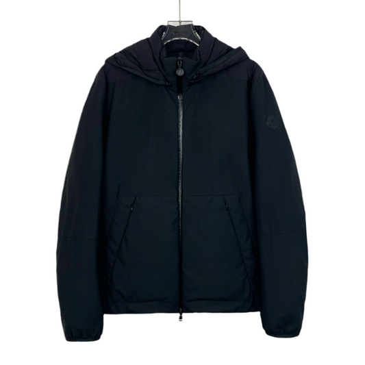 Moncler Aletschhorn Series Black Hooded Zip-Up Down Jacket with Logo Patch