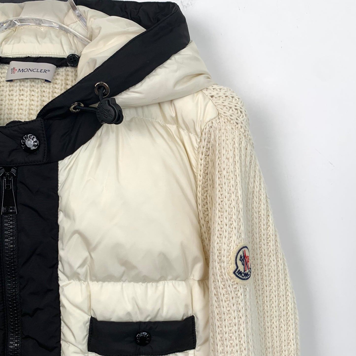 Moncler Cardigan Series Off-White Hooded Zip-Up Down Jacket