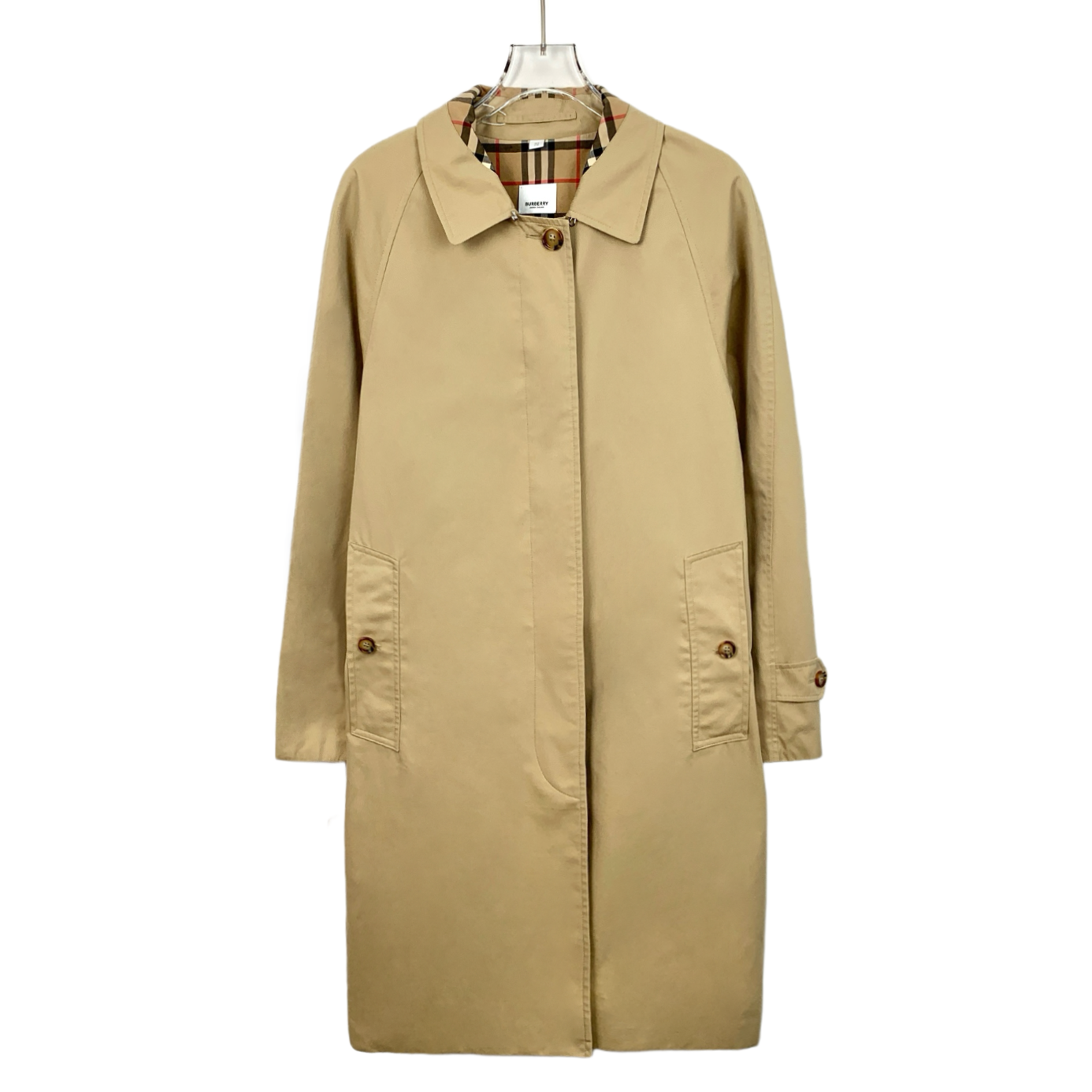 Burberry Brown Cotton Trench Coat with Back Vent and Lapel Collar